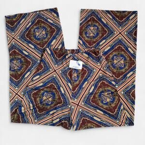 Zara NWT Boho Chic Brown Funky Print 70s Inspired Wide Leg Pants Small